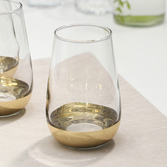 Набор высоких стеклянных стаканов «Электрическое золото», 350 мл, 4 шт Набор высоких стеклянных стаканов «Электрическое золото», 350 мл, 4 шт