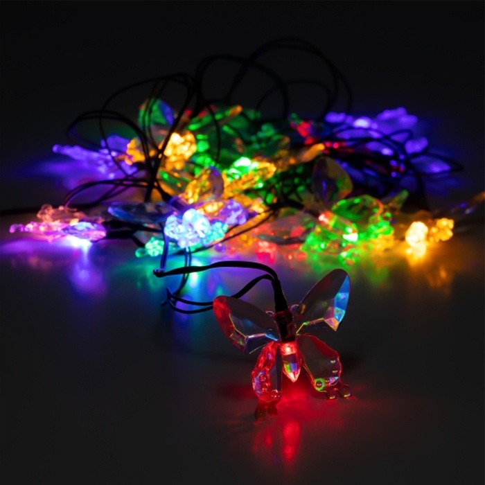 Гирлянда садовая Эра на солнечной батарее «Бабочки» LED, IP54 Гирлянда садовая Эра на солнечной батарее «Бабочки» LED, IP54