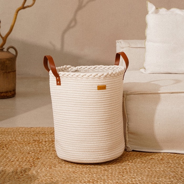 Корзина для белья плетеная круглая SL Home Cotton, хлопок, 35×40 см Корзина для белья плетеная круглая SL Home Cotton, хлопок, 35×40 см