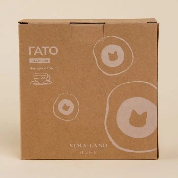 Чайная пара SL Home &laquo;Гато&raquo;, 270 мл, фарфор, белая