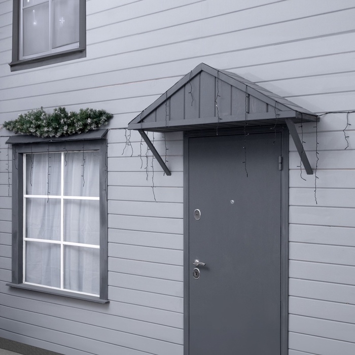 Гирлянда «Бахрома» 25 × 0.7 м, IP44, УМС, тёмная нить, 450 LED, свечение тёплое белое, 220 В