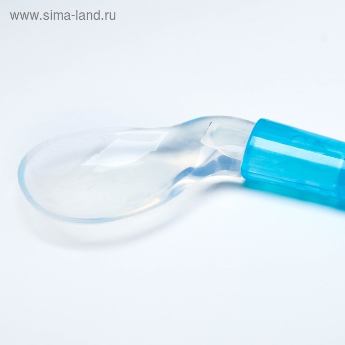 Ложка детская силиконовая «Изогнутая» для кормления, от 5 мес., цвет голубой Ложка детская силиконовая «Изогнутая» для кормления, от 5 мес., цвет голубой