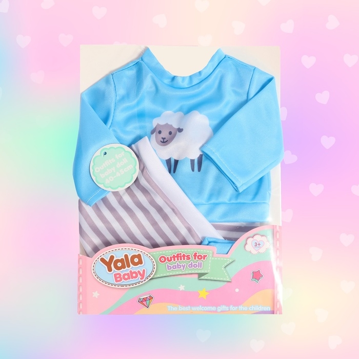 Одежда для пупса «Барашки», штаны, кофточка, шапочка Одежда для пупса «Барашки», штаны, кофточка, шапочка