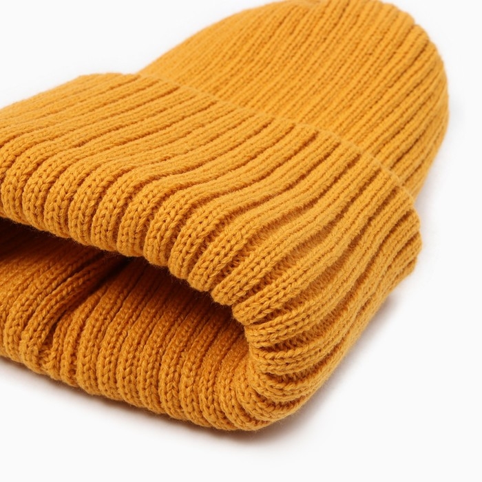 Шапка детская, цвет горчичный, размер 54-56 Шапка детская, цвет горчичный, размер 54-56