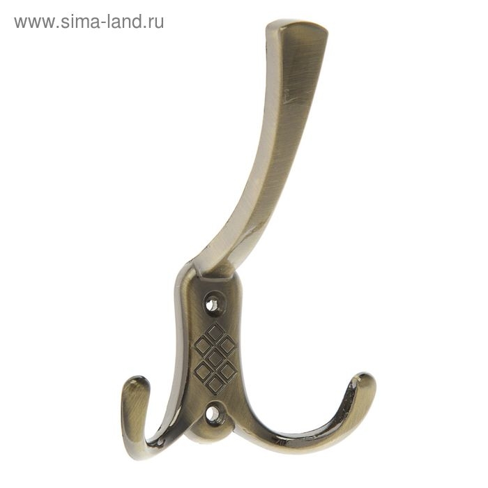 Крючок мебельный ТУНДРА TKT003, трехрожковый, бронза Крючок мебельный ТУНДРА TKT003, трехрожковый, бронза