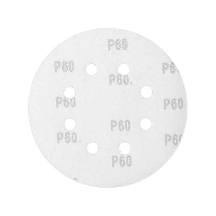 Круг абразивный шлифовальный под "липучку" ТУНДРА, перфорированный, 150 мм, Р60, 5 шт.