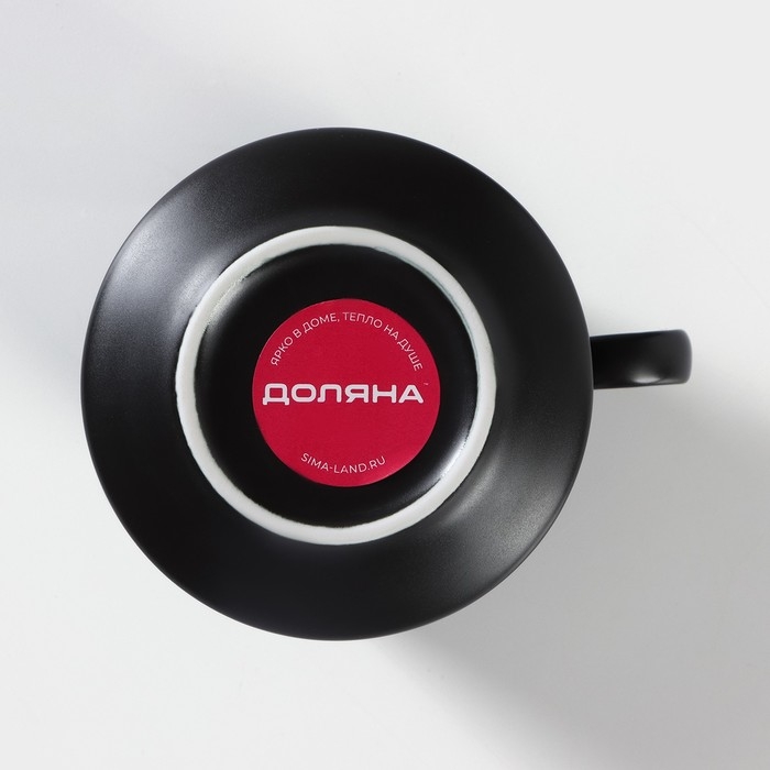 Чайная пара керамическая «Лист», 2 предмета: кружка с ложкой 180 мл, блюдце d=13,5 см, цвет чёрный Чайная пара керамическая «Лист», 2 предмета: кружка с ложкой 180 мл, блюдце d=13,5 см, цвет чёрный