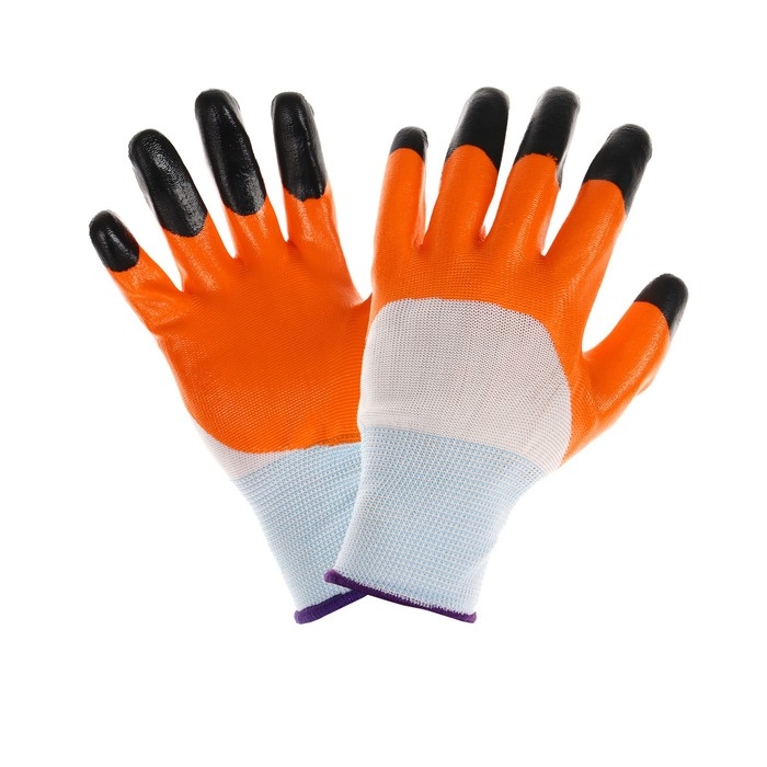 Перчатки нейлоновые, с тройным нитриловым обливом, размер 9, цвет МИКС, Greengo Перчатки нейлоновые, с тройным нитриловым обливом, размер 9, цвет МИКС, Greengo