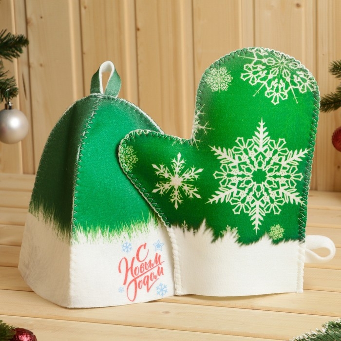 Банный набор в портфеле  Банный набор в портфеле "С новым годом", зеленый