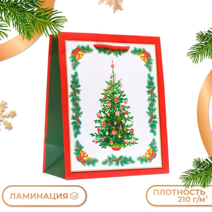 Новый год. Пакет подарочный Новый год. Пакет подарочный "Красочная ёлка", 18 х 22,3 х 10 см.