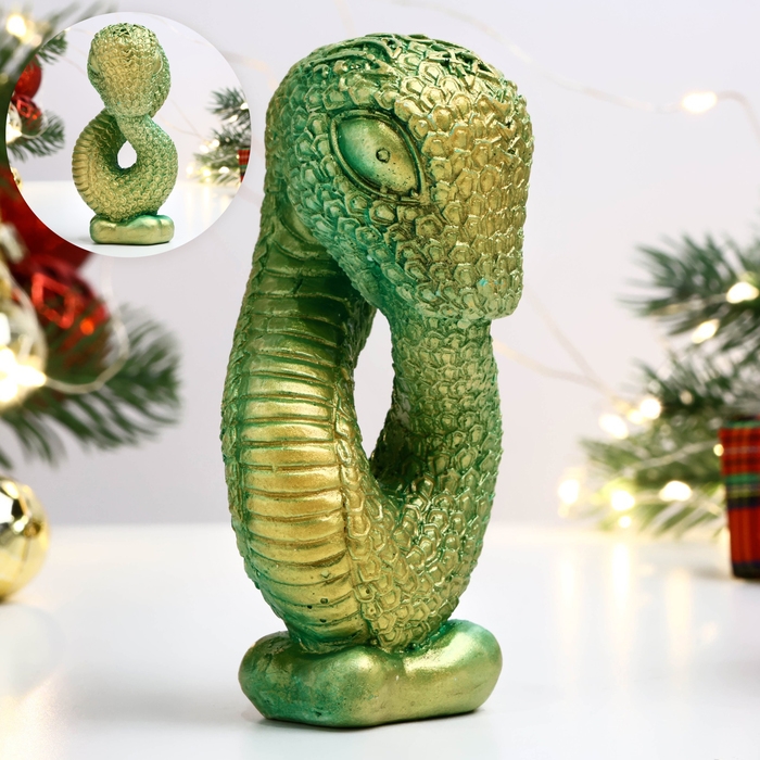 Новый год. Символ 2025. Фигура Новый год. Символ 2025. Фигура "Змея Кронос" светло-зеленая, 10х5см