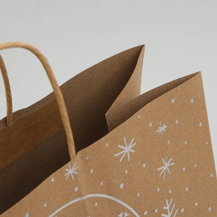 Пакет подарочный новогодний крафтовый Happy New Year, 32 х 28 х 15 см, Новый год Пакет подарочный новогодний крафтовый Happy New Year, 32 х 28 х 15 см, Новый год