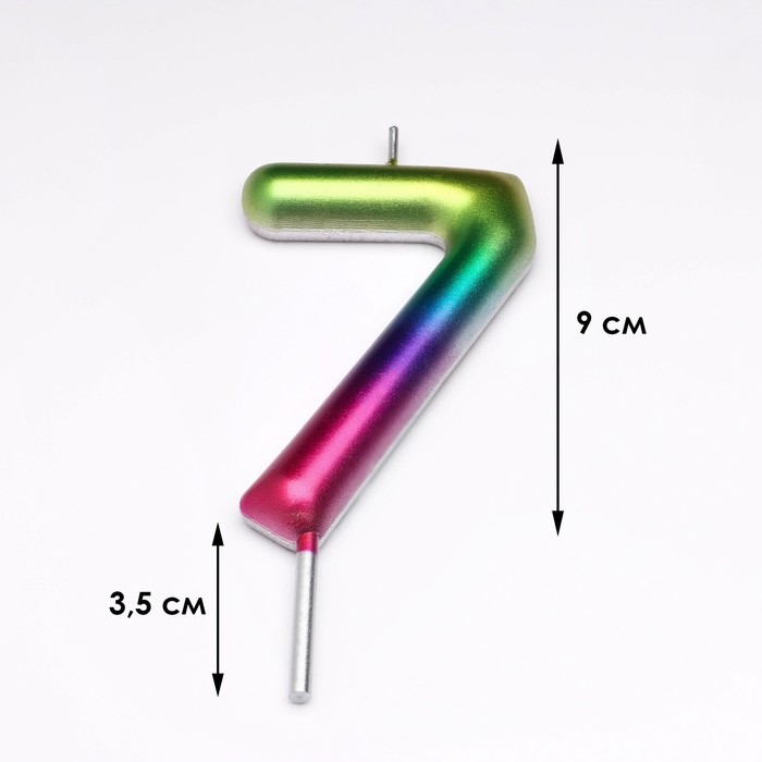 Свеча в торт  Свеча в торт "Акварель", цифра 7, 9 см, ГИГАНТ