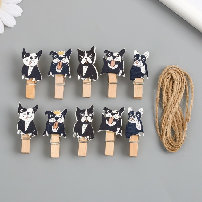 Декор для творчества дерево Декор для творчества дерево "Прищепка. Бульдожка" набор 10 шт 4,2х1,2х1,2 см