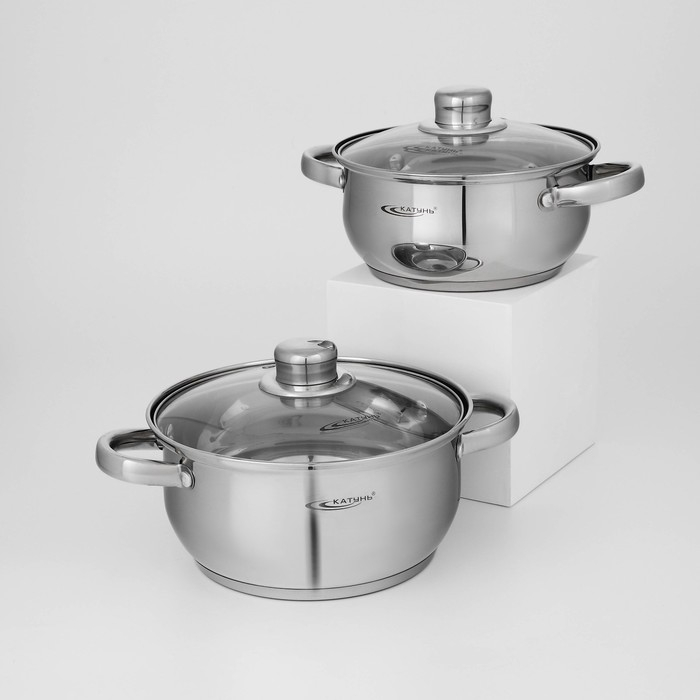 Набор кастрюль «Гретта», 2 предмета: 2,2 л; 3,2 л, капсульное дно, индукция Набор кастрюль «Гретта», 2 предмета: 2,2 л; 3,2 л, капсульное дно, индукция