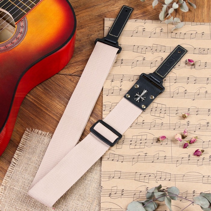 Ремень для гитары Music Life Крест, бежевый, 95-155 см