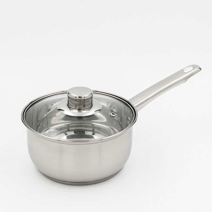 Ковш из нержавеющей стали Доляна «Гретте», 1,5 л, d=16 см, с крышкой, металлическая ручка, индукция Ковш из нержавеющей стали Доляна «Гретте», 1,5 л, d=16 см, с крышкой, металлическая ручка, индукция