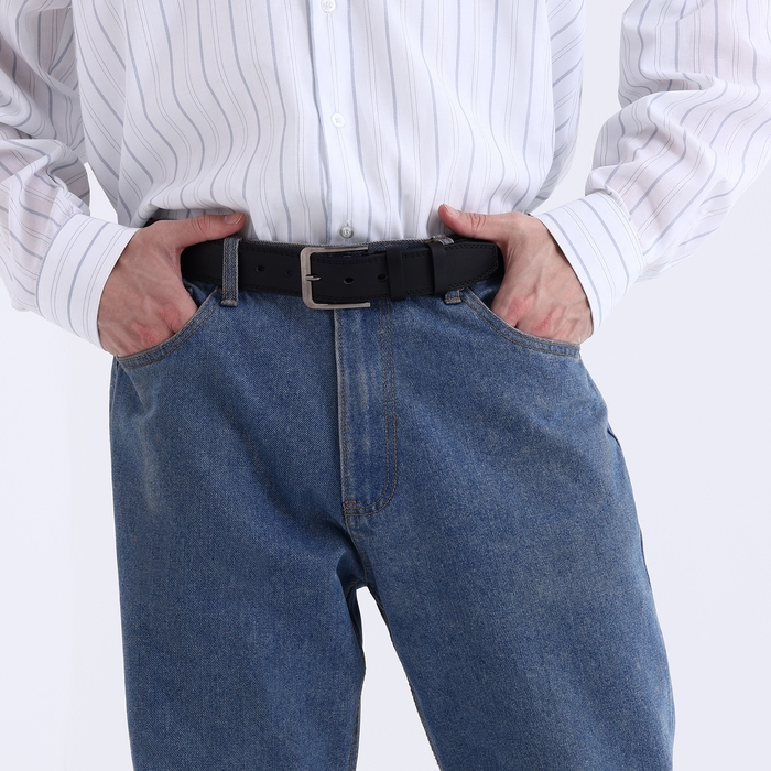 Ремень мужской, ширина 4 см, винт, пряжка металл, цвет чёрный Ремень мужской, ширина 4 см, винт, пряжка металл, цвет чёрный