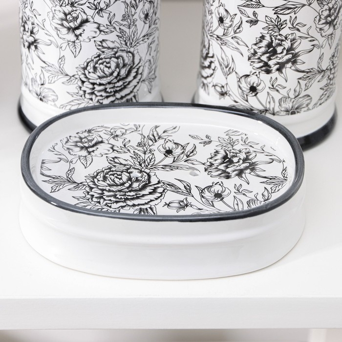 Набор аксессуаров для ванной комнаты «Пионы», 4 предмета (дозатор 300 мл, мыльница, 2 стакана), цвет МИКС Набор аксессуаров для ванной комнаты «Пионы», 4 предмета (дозатор 300 мл, мыльница, 2 стакана), цвет МИКС