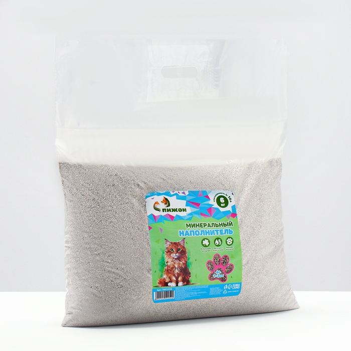 Наполнитель минеральный впитывающий Наполнитель минеральный впитывающий "Пижон" цеолит для короткошерстных фр 1-3 мм 6 кг впит 10 л