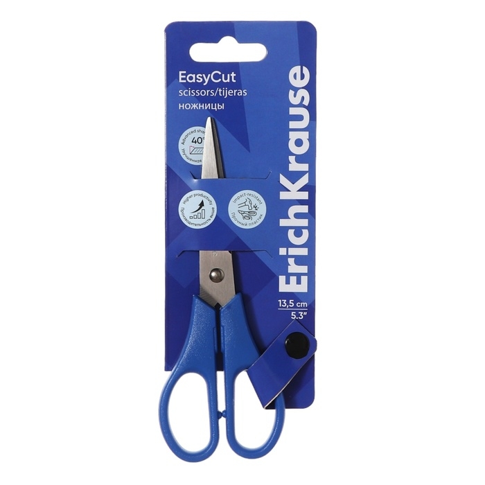 Ножницы 13,5 см ErichKrause Ножницы 13,5 см ErichKrause "EasyCut", двойная заточка, микс, европодвес