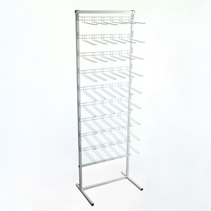 Стойка для семян 60×40×180, 9 ярусов с крючками L25 см, d4 мм, цвет белый Стойка для семян 60×40×180, 9 ярусов с крючками L25 см, d4 мм, цвет белый