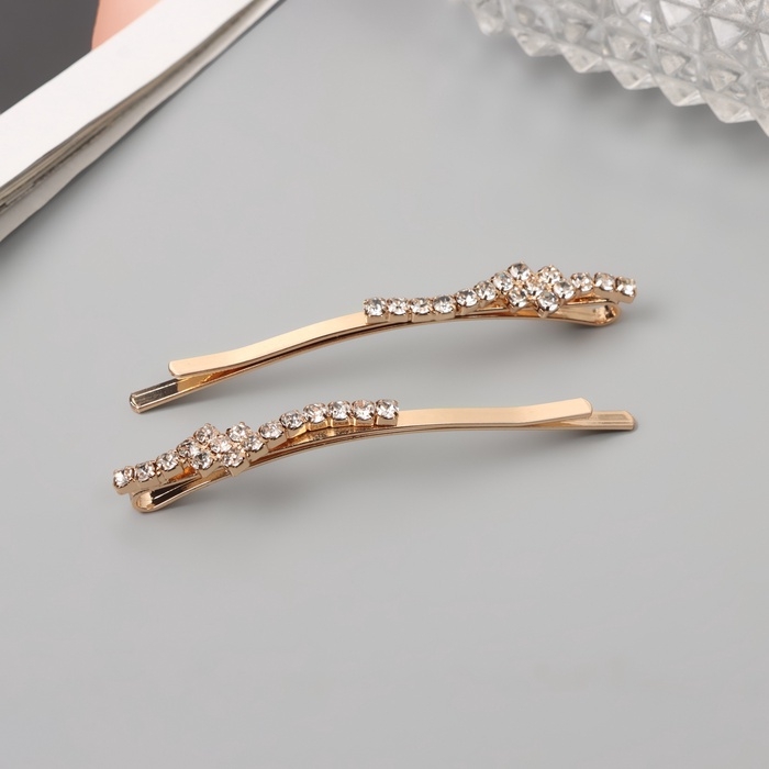 Невидимка для волос «Дилис» (набор 2 шт) цветок, 6 см, золото Невидимка для волос «Дилис» (набор 2 шт) цветок, 6 см, золото