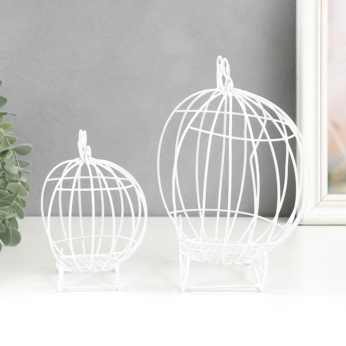 Подсвечник металл Подсвечник металл "Карета-тыква" белый набор 2 шт 16х12х9 см 20х14,5х12 см