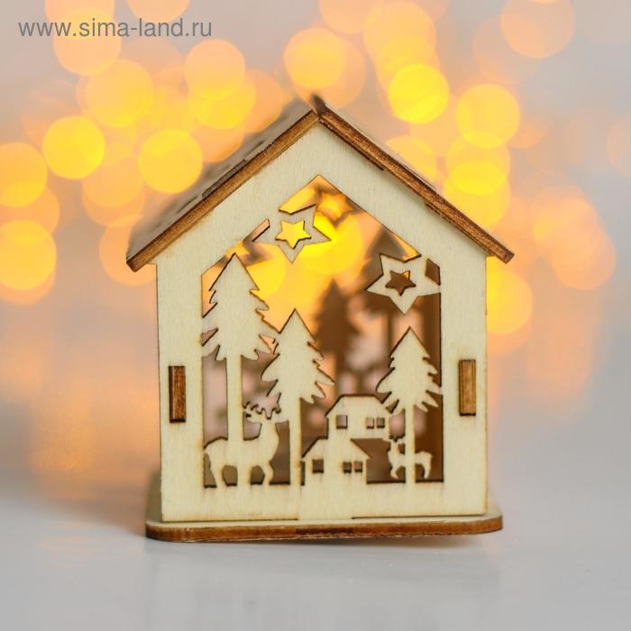 Новогодний декор «Домик», с подсветкой 7 × 6 × 5 см, МИКС Новогодний декор «Домик», с подсветкой 7 × 6 × 5 см, МИКС