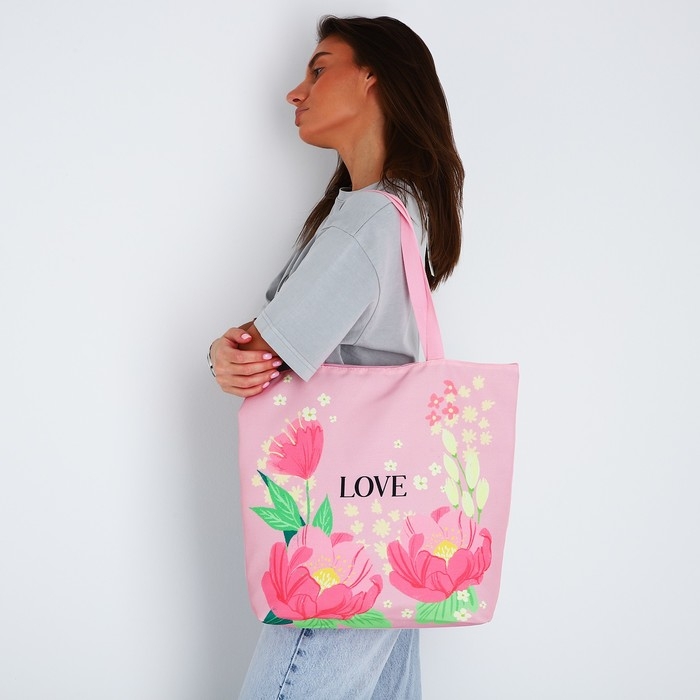 Шопер Love, на молнии, 37х32х10см Шопер Love, на молнии, 37х32х10см