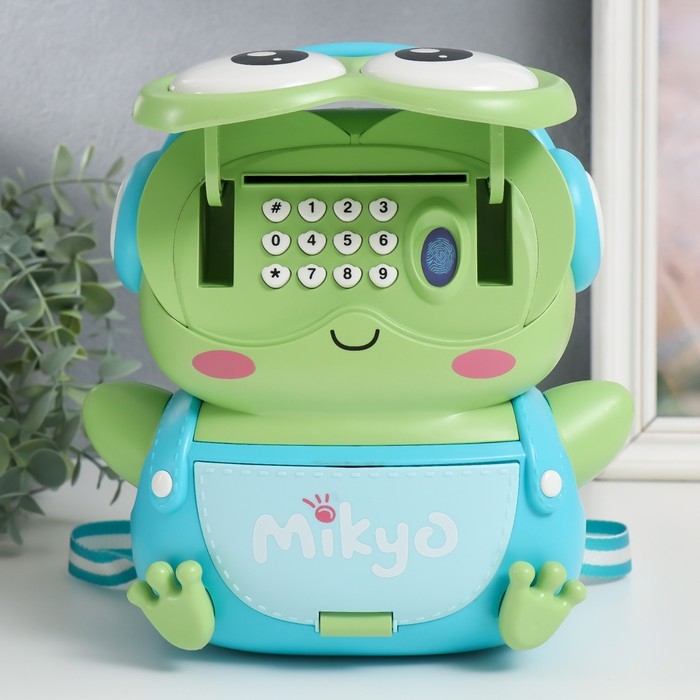 Копилка пластик Копилка пластик "Рюкзак Лягуха" кодовый замок, звук АА 25х14х18,5 см