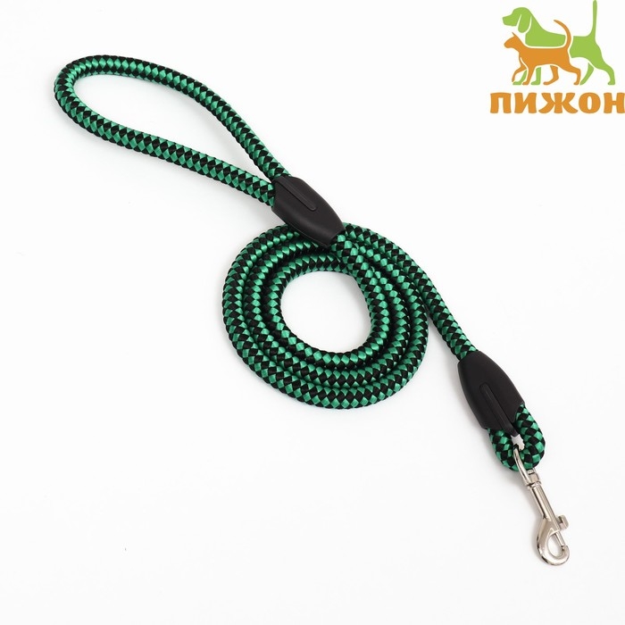 Поводок круглый Поводок круглый "Рябь", 120 х 1,2 см, зелёно-чёрный