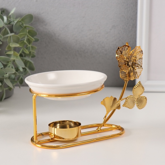 Аромалампа металл, керамика Аромалампа металл, керамика "Золотой цветок" 10х11,5х18 см