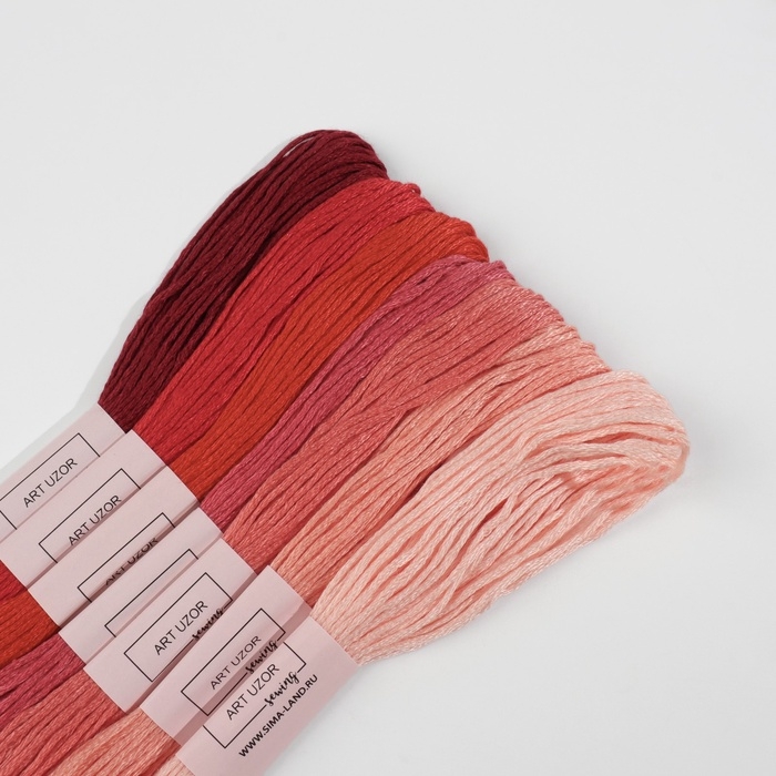 Набор ниток мулине, 8 ± 1 м, 7 шт, цвет красный спектр