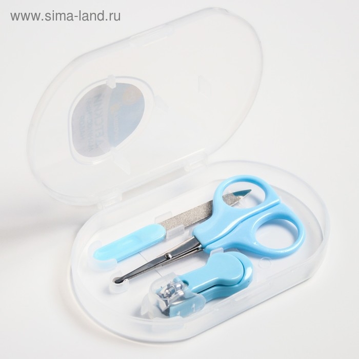 Детский маникюрный набор (ножницы, книпсер, пилка), цвет голубой Детский маникюрный набор (ножницы, книпсер, пилка), цвет голубой