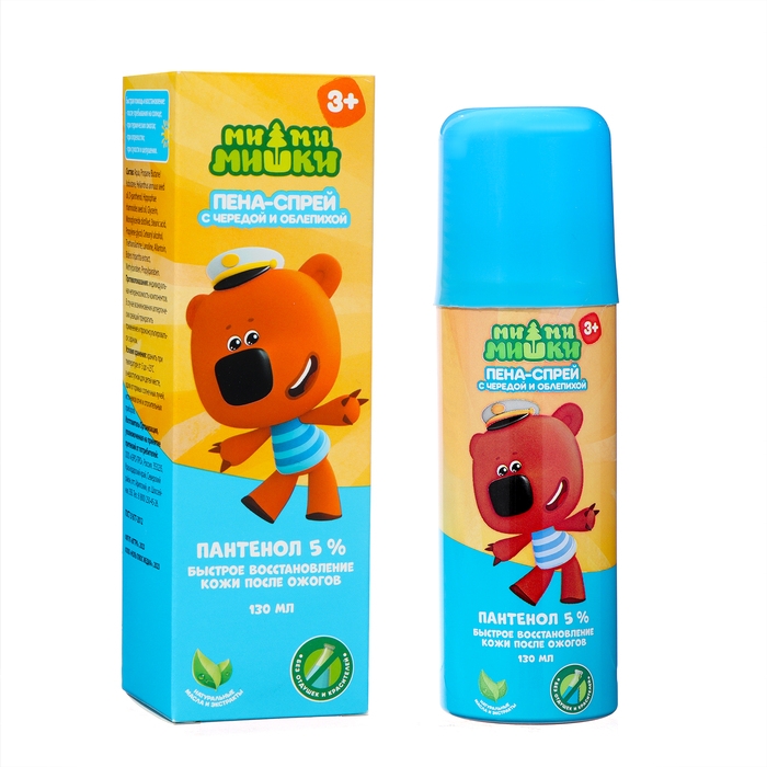 Пантенол детский  Пантенол детский "Ми-ми-мишки" с чередой и облепихой дляухода за кожей лица и тела, 130 мл