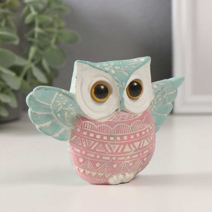 Сувенир полистоун Сувенир полистоун "Цветной филин с расправленными крыльями" геометрич. узоры 11,5х3,2х7,8 см 10323