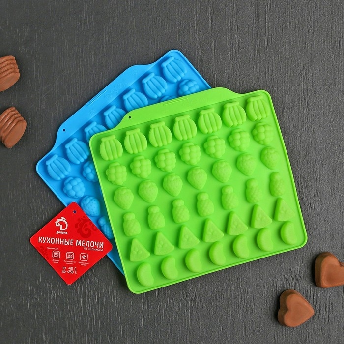 Форма для мармелада Доляна «Фруктовый бум», силикон, 18,5×17,5 см, 42 ячейки (2,2×2,2 см), цвет розовый Форма для мармелада Доляна «Фруктовый бум», силикон, 18,5×17,5 см, 42 ячейки (2,2×2,2 см), цвет розовый