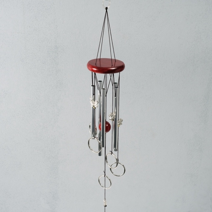 Музыка ветра металл Музыка ветра металл "Кольца с бабочками" 5 трубок 68 см