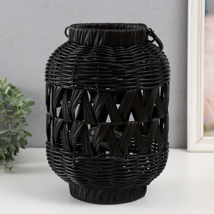 Подсвечник пластик Подсвечник пластик "Фонарик. Корзинка" чёрный 30х21х21 см