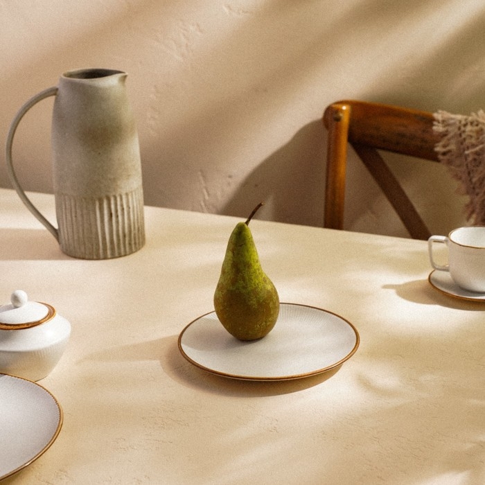 Тарелка обеденная фарфоровая SL Home «Волна в камне», d=20,5 см, цвет белый