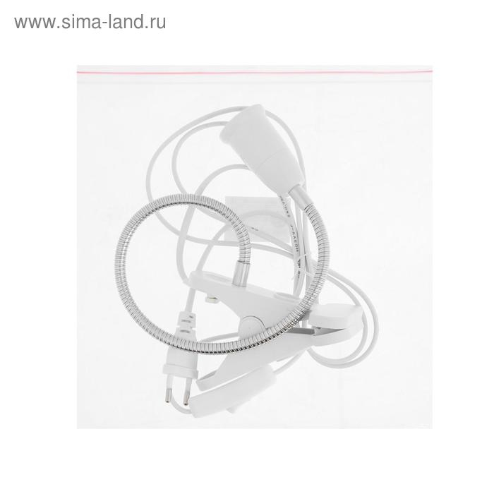 Патрон на гибкой ножке под лампу E27, 40 см, с выкл., белый, 220В Патрон на гибкой ножке под лампу E27, 40 см, с выкл., белый, 220В