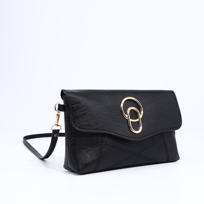 Сумка-клатч на магните, длинный ремень, цвет чёрный Сумка-клатч на магните, длинный ремень, цвет чёрный