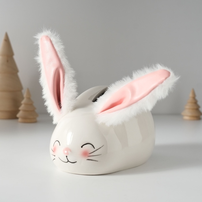 Копилка керамика Копилка керамика "Румянный кролик с мягкими ушками" 8,8х13,2х7 см