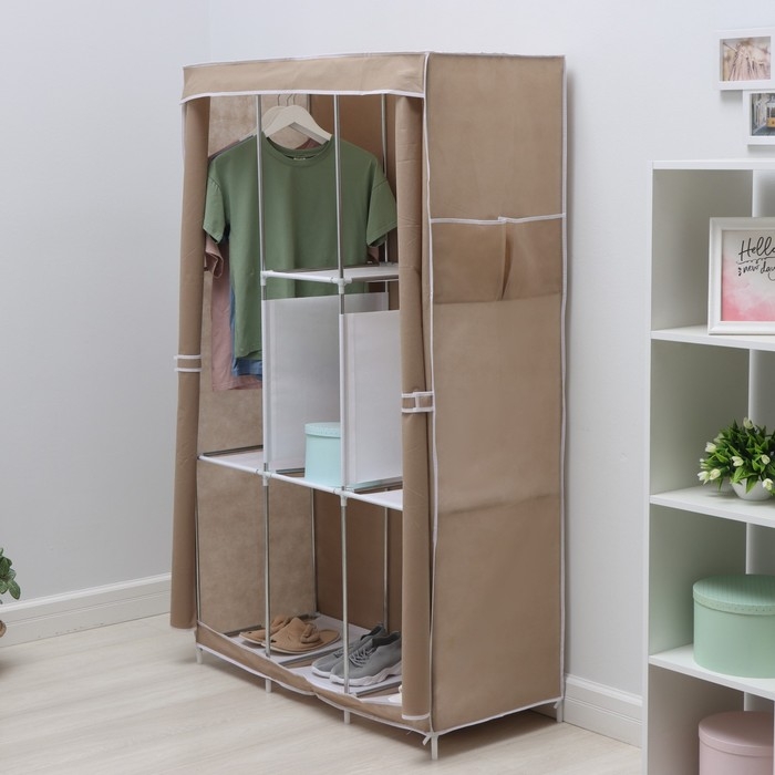 Шкаф тканевый каркасный, складной LaDо́m, 103×45×165 см, цвет бежевый Шкаф тканевый каркасный, складной LaDо́m, 103×45×165 см, цвет бежевый