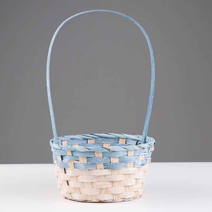 Корзина плетеная 19х9/34 см, бирюзовый, бамбук Корзина плетеная 19х9/34 см, бирюзовый, бамбук