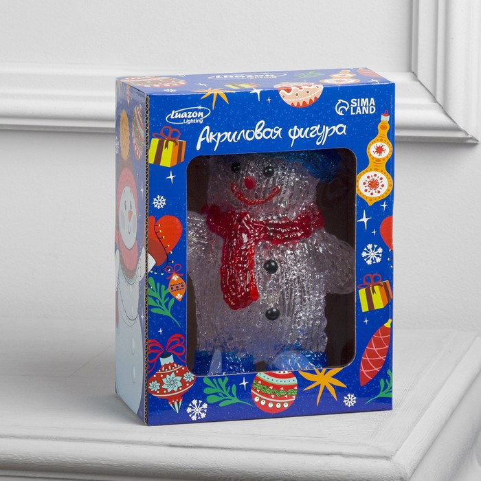Светодиодная фигура «Приветливый снеговик» 13 × 20 × 8 см, акрил, 10 LED, батарейки ААх2 (не в комплекте), свечение мульти (RGB) Светодиодная фигура «Приветливый снеговик» 13 × 20 × 8 см, акрил, 10 LED, батарейки ААх2 (не в комплекте), свечение мульти (RGB)