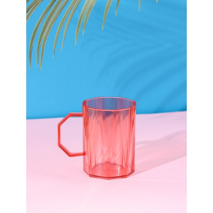 Кружка пластиковая Доляна «Витраж», 350 мл, цвет красный Кружка пластиковая Доляна «Витраж», 350 мл, цвет красный