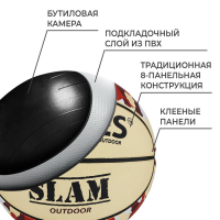 Баскетбольный мяч TORRES Slam, B02065, клееный, 8 панелей, р. 5, резина