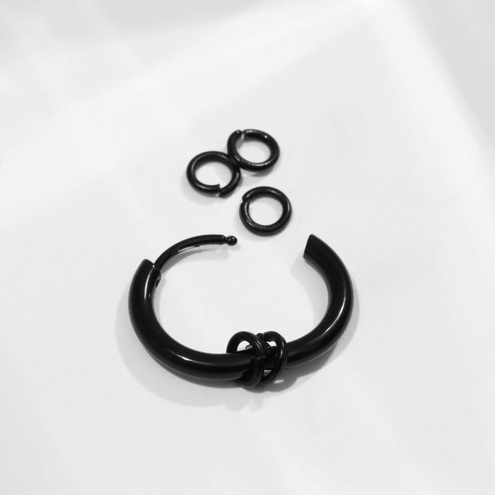 Пирсинг в ухо «Колечки», d=12 мм, цвет чёрный Пирсинг в ухо «Колечки», d=12 мм, цвет чёрный